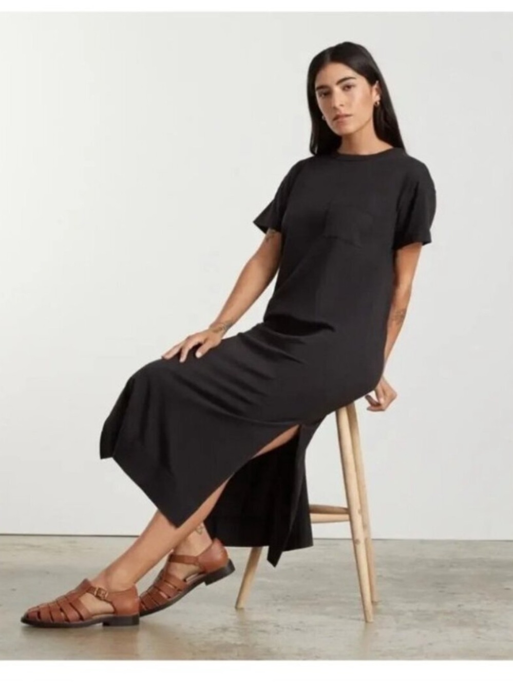 Everlane Organic Cotton Weekend Maxi Dress Black